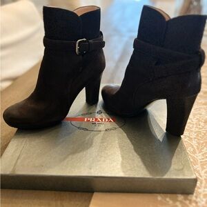 Prada Women's Dark Brown Heeled Boots